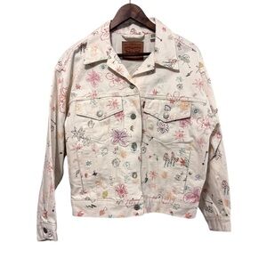 Levi's White Jean Jacket with Vintage-Inspired Print